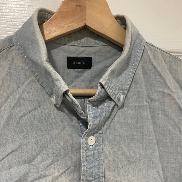 J Crew Faded Jean Button Up Short Sleeve - Medium - $30 - Picture 3 of 9